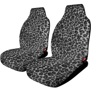 2 PCS Car Seat Covers for Front Seat, Black Leopard Print Auto Universal Seats Protector Cover for Most Cars SUV Sedan