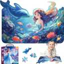 Princess Floor Puzzles for Kids Ages 4-6, 47 Pieces Pretty Princess & Sea Jigsaw Puzzles for Kids Girls Ages 3-5, Learning Educational Floor Puzzles Toys Great Gifts
