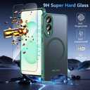 OWKEY for Samsung Galaxy S25 Edge Case 6.7'', Magnetic S25 Edge Case for Magsafe with Tempered Glass Screen, [Shockproof Military] Translucent Back Slim Bumper Cover Phone Case Galaxy s25 Edge, Green