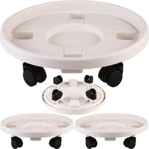 3 Pack Large Plant Caddy with Wheels 15.8" Rolling Plant Stands Heavy-duty Plastic Plant Roller Base Pot Movers Plant Saucer on Wheels Indoor Outdoor Plant Dolly with Caster Planter Tray Coaster White