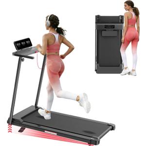 Walking Pad Treadmill with Handle Bar & Incline, 0.6-10MPH Portable Small Treadmills for Home Small, 3.5HP Walking Pad Treadmill with Incline, 400LBS Electric Mini Treadmills for Home Exercising