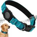 Upgraded Waterproof Dog Collar with Tracking Tag Holder, IP68, Reflective, Ultra-Durable Comfort Padded Heavy Duty Collar for Small Medium Large Dogs(Blue, Medium)