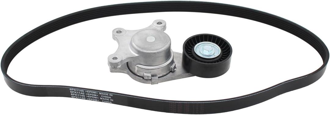 MOTOKU Accessory Drive Belt Tensioner w/Belt Kit for Ford Edge Explorer Fusion Taurus for Lincoln MKS MKT MKX MKZ for Mazda CX-9 for Mercury Sable 2007-2019