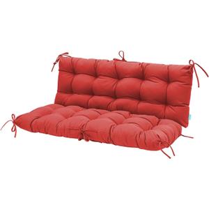QILLOWAY Outdoor/Indoor Bench Cushion,Porch Swing Replacement Cushions 2-3 Seater Loveseat Chair Pads with Backrest and Ties for Garden Patio Furniture (51inx40in, RED)