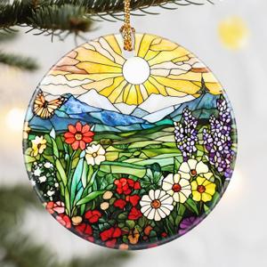 Christmas Ornaments, Dodosky 2.8in Ceramic Wildflower Ornament, Xmas Decor, Christmas Tree Ornaments, Xmas Decorations for Tree, Holiday Ornament, Flower Lovers Gifts, Gifts for Women, Mom, Grandma