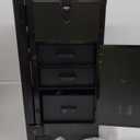 Rolling Portable Manicure Table with 3 Drawers, Lockable Makeup Train Case with Mirror & Nail Polish Organizer, Foldable Nail Desk with Wheels & Handle for Mobile Nail Techs & Salon Use, Black