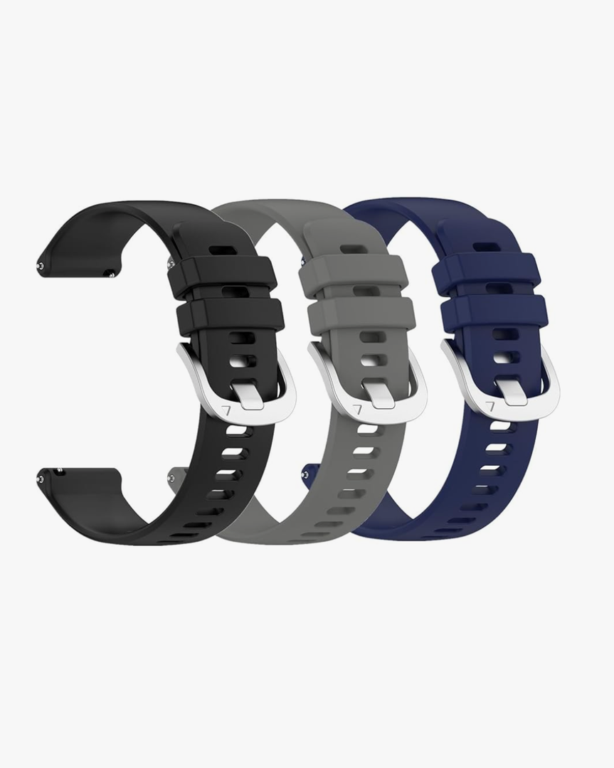 Bands for Garmin Vivoactive 5/Garmin Active 5, 20mm Watch Strap Sport Wristband Soft Silicone Replacement Band Compatible with Garmin Venu/Venu sq/Venu sq2/Venu 2 plus, Color: Black+grey+blue