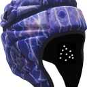 Rugby Helmet Flag Football Padded Headgear Adjustable Soft Shell Headguard Head Protection Soccer Scrum Cap for Kids Youth (Purple)