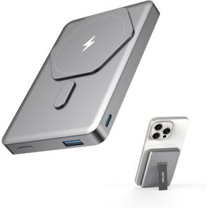 SIXTHGU Portable Charger, for Magsafe Power Bank with Foldable Alloy-Stand, 10000mAh Magnetic Battery Pack with 22.5W Fast Charging for iPhone 17/16/15/14/13/12 Series