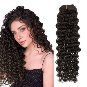 Hetto Curly Clip in Hair Extensions - Darkest Brown 120g 7pcs 22 Inch WW - 3a-3c Deep Water Wave, Full Head Remy Real Human Hair Invisible Natural Look for Women