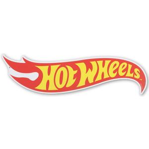 Mattel Hot Wheels Classic Flame Logo Metal Sign - Small Hot Wheels Wall Decor for Kids' Bedroom or Man Cave (Yellow)