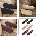 2 x 2 Pcs Armrest Covers for Cars, Cloth Fabric Armrest Protectors Replacement Car Front Seat Arm Rest Covers, Universal Car Interior Accessories (Brown)