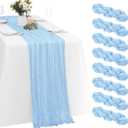 8 Pack Baby Blue Cheesecloth Table Runners 20x120 Inch Gauze Table Runner 10FT Easter Cheese Cloth Table Runner Rustic Sheer Runner for Wedding Baby Shower Birthday Party Table Decor