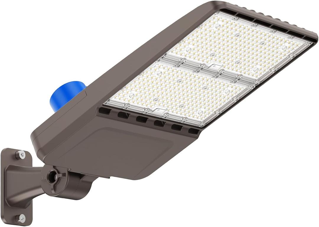 300W LED Parking Lot Lights Adjustable Arm Mount with Photocell 120-277V Waterproof IP66 42000LM 5000K Outdoor Commercial Area Street Flood Yard Lighting, 300-B-1PACK