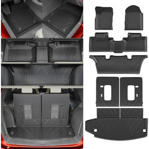 Floor Mats Compatible with 2016-2024 2025 Dodge Durango 6-Seater Trunk Mat Cargo Liner All Weather Back Seat Cover 2024 Durango Accessories (Trunk Mat+3rd Row Backrest Mats+Floor Mats)