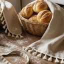 100% Linen Hand Towels 2 Pcs, 16x40 Inch Boho Decorative Kitchen Towels with Short Edge Tassel, Absorbent Soft Guest Bathroom Tea Dish Towels, Farmhouse Sink Towel Set