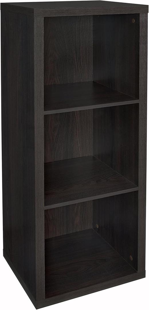 ClosetMaid 3 Cube Storage Shelf Organizer Bookshelf with Back Panel, Easy Assembly, Wood, Black Walnut