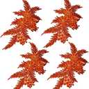 4 Pack 3D Flower Sequin Applique with Rhinestone Glitter Beaded Floral Embroidered Patch Fabric Lace Trim for Wedding Bridal Dress Gown Bag Pillow Ornaments (Orange)