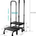 NOVII Step Stool with Wheels and Storage Bag for Elderly, 2 Step Stool with Handle,Adjustable Bed Steps for High Beds for Adults,Portable Footstool for Bedroom, Kitchen, BathroomBlack