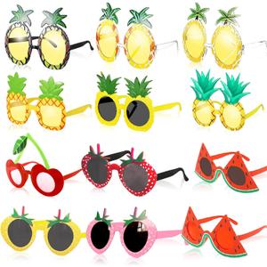 12 Pieces Fruit Eyeglasses Tropical Pineapple Glasses with 12 Styles,Hawaiian Fruit Funny Shape Eyeglasses Pineapple Party Favors for Hawaiian Summer Beach Luau Theme Party Supplies