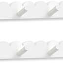 Leinuosen 2 Pack Scalloped Coat Rack Wall Mount Cute Nursery Wall Hook 16 Inch 8 Hooks Wood Backpack Hanger for Toddler Kids Clothes Hat Towel Keys Bathroom Classroom Playroom Nursery Decor