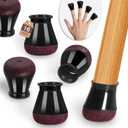 Chair Leg Floor Protectors for Hardwood Floors Felt Furniture Pads Silicone Caps Anti-Scratch Reduce Noise Round 16 Pack Black Round Small Fit 1/2" to 3/4" (14-19mm)