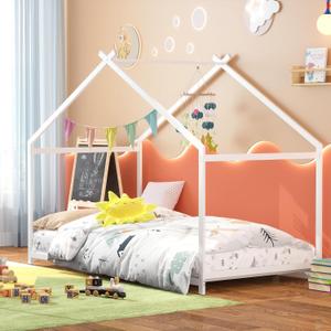 Timy House Shape Twin Size Montessori House Bed Metal Floor Bed for Kids
