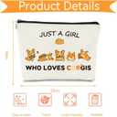 2 x JFEHBFL Corgi Gifts for Corgi Lovers, Corgi Dog Makeup Bag, Birthday Decoration Cosmetic Pouch, Just A Girl Who Loves Corgis Pouch, Zipper Travel Cosmetic Bag