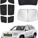 Windshield Sun Shade for Jeep Grand Cherokee 2011-2021 Side Rear Window Shade Cover Sun Visor Shield Privacy Protection Keep Vehicle Cool Black 8PCS