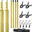 HYJ-INC 10x10Ft Photography Backdrop Stand - Titanium Gold, Adjustable Backdrop Stand for Parties, Photo Back Drop Stand, Background Support Stand with Carry Bag,Clamp.
