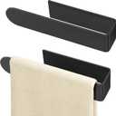 Hand Towel Holder, Self Adhesive Towel Racks for Bathroom Wall Mounted, 8 Inch Square Hand Towel Bar Stick on Wall for Kitchen Cabinet RV, Black (2 Pack)