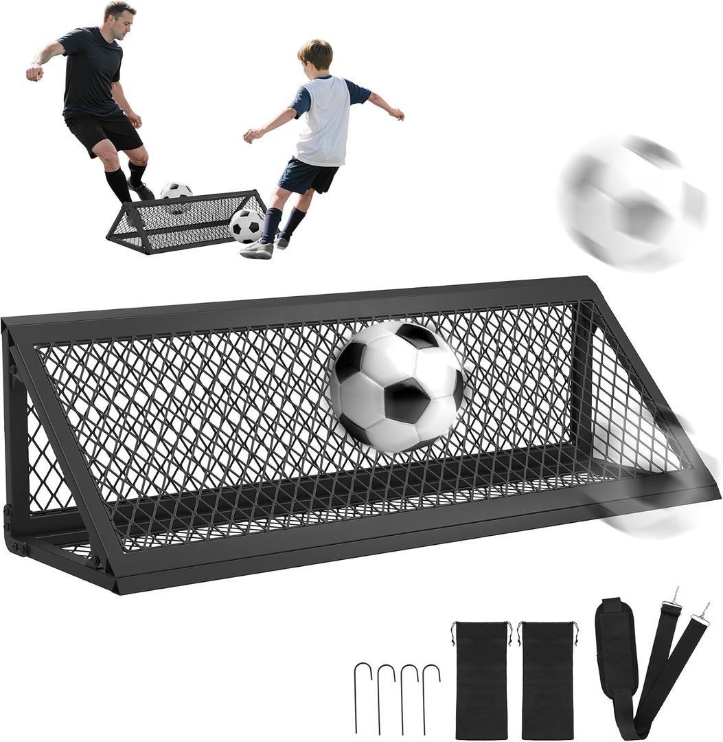 Soccer Rebounder Board, 2-in-1 Soccer Wall with 2 Rebound Angles, Soccer Training Equipment for for Team & Solo Passing Practice Bounce Back Training