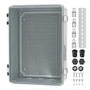 Joinfworld Clear Electrical Enclosure Box Outdoor 14x10x6 Plastic Junction Box Waterproof Outside Nema 4 Electrical Box Weatherproof for Electronics Pump Controller WiFi Router (13.8"x9.8"x5.9" Clear)