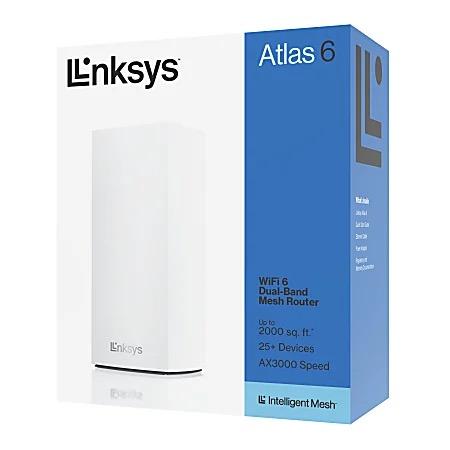 Linksys Atlas WiFi 6 Router Home WiFi Mesh System, Dual Band, 2,000 Sq. ft Coverage, 25+ Devices, Speeds up to (AX3000) 3.0Gbps
