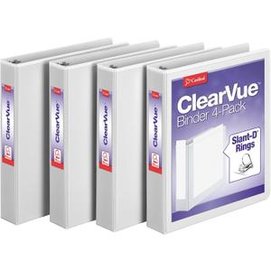 Cardinal 1.5 Inch 3 Ring Binder, D Ring, White, 4 Pack, Holds 375 Sheets (29400)