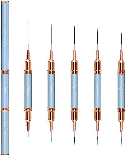 Nail Art Brushes, Double-Ended 10PCS Head Long Nail Art Liner Brushes Nail Design Brushes for Long Lines,Tiny Details,Fine Drawing Nail Brushes for Nail Art,Sizes 5/7/9/10/11/15/20/22/25/30