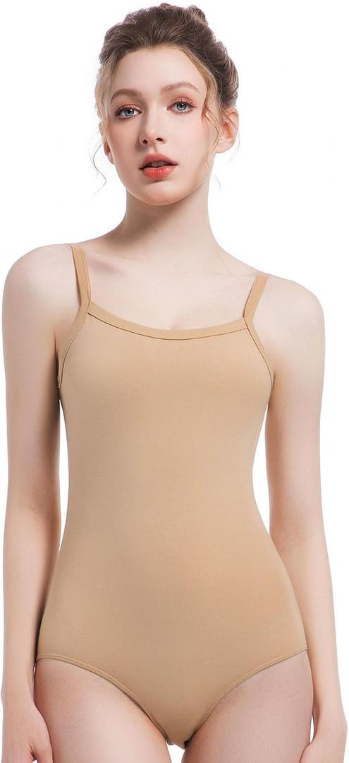 Spoxiyue Women's Nude Camisole Leotard with Straps - Perfect for Girls' Dance and Gymnastics