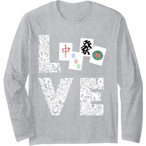 Mahjong Love Playing Chinese Game Mah Jongg Player Long Sleeve T-Shirt, Size S