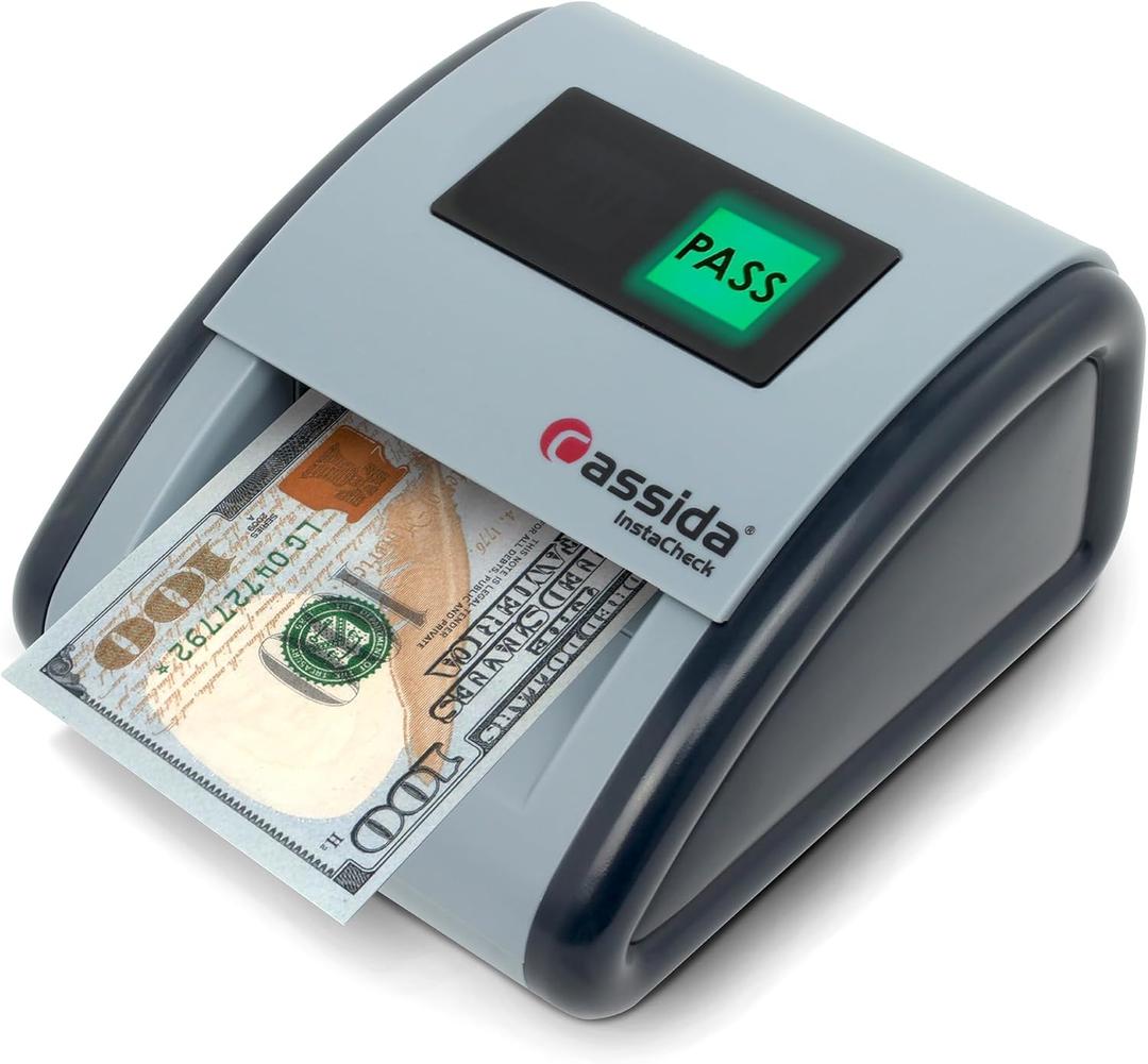 Cassida InstaCheck Small Footprint, Easy to Read Automatic Counterfeit Detector with Infrared, Magnetic and Ultraviolet Sensors, Compact and Lightweight Grey 11-3/4" x 9-1/2 (Pass/Fail)