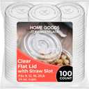 Clear Plastic Cup Lids, Fits 12, 16, 20 Ounce Cups  100 Count  Durable, Leak-Proof & Eco-Friendly | Perfect for Beverages, Iced Coffee, Smoothies & More, (cups not included)