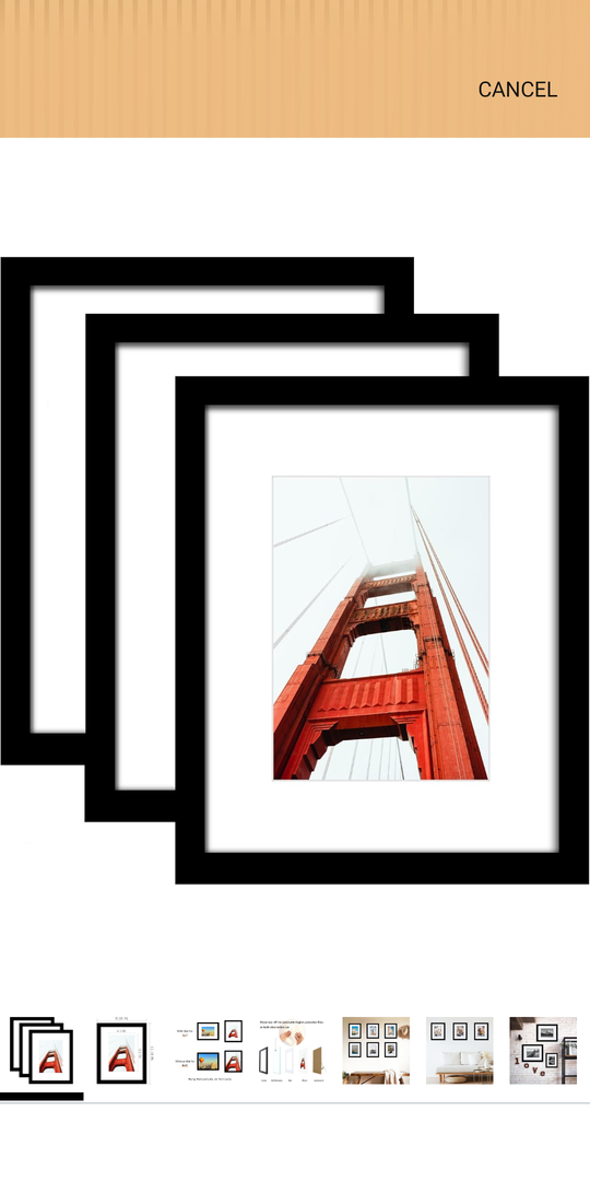 Wiscet 8x10 Picture Frame Set of 9, Display Pictures 5x7 with Mat or 8 x 10 Without Mat, Photo Frame for Wall Mounting or Tabletop Display, Black