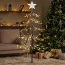 LIGHTSHARE 4 ft. Snowy Fir Tree, 112 LED Lights, for Indoor and Outdoor Use, Warm White, for Home Festival Party Christmas (4FT)