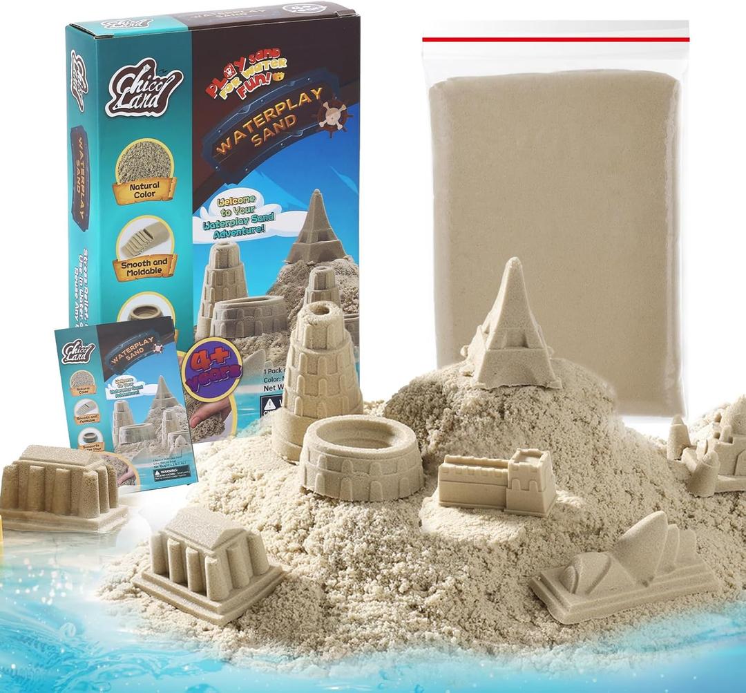 2 x Waterplay & Sensory Play Sand - 2.2lb Moldable, Non-Toxic Sand for Kids Ages 4+, for Indoor/Outdoor Sandbox, Water Table & Sensory Play, Mess-Free, Easy Clean, Resealable Bag