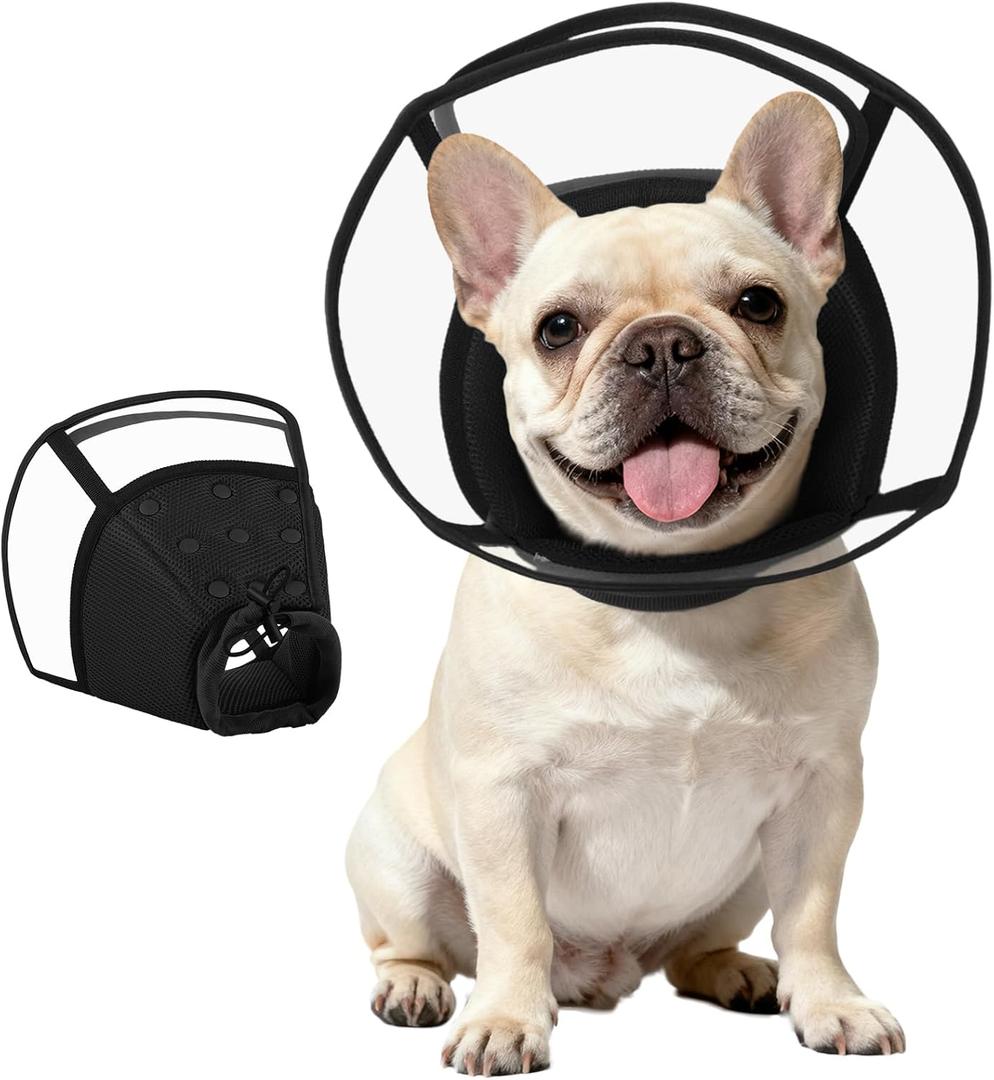 Kuoser Medium Dog Cone Collar After Surgery, Soft Cone for Dogs to Stop Licking, Breathable Pet Recovery Collar Comfy Elizabethan Collars, Adjustable Protective Dog Cones for Medium Dogs, Black M (M (Neck: 11" - 14.1"))