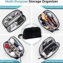 FYY Travel Cable Organizer - 8 Compartments Lightweight Water Resistant Tech Pouch with Wrist Strap, Portable Electronic Accessories Case for Cord Charger Storage for Travel Home Office, Black (Small)