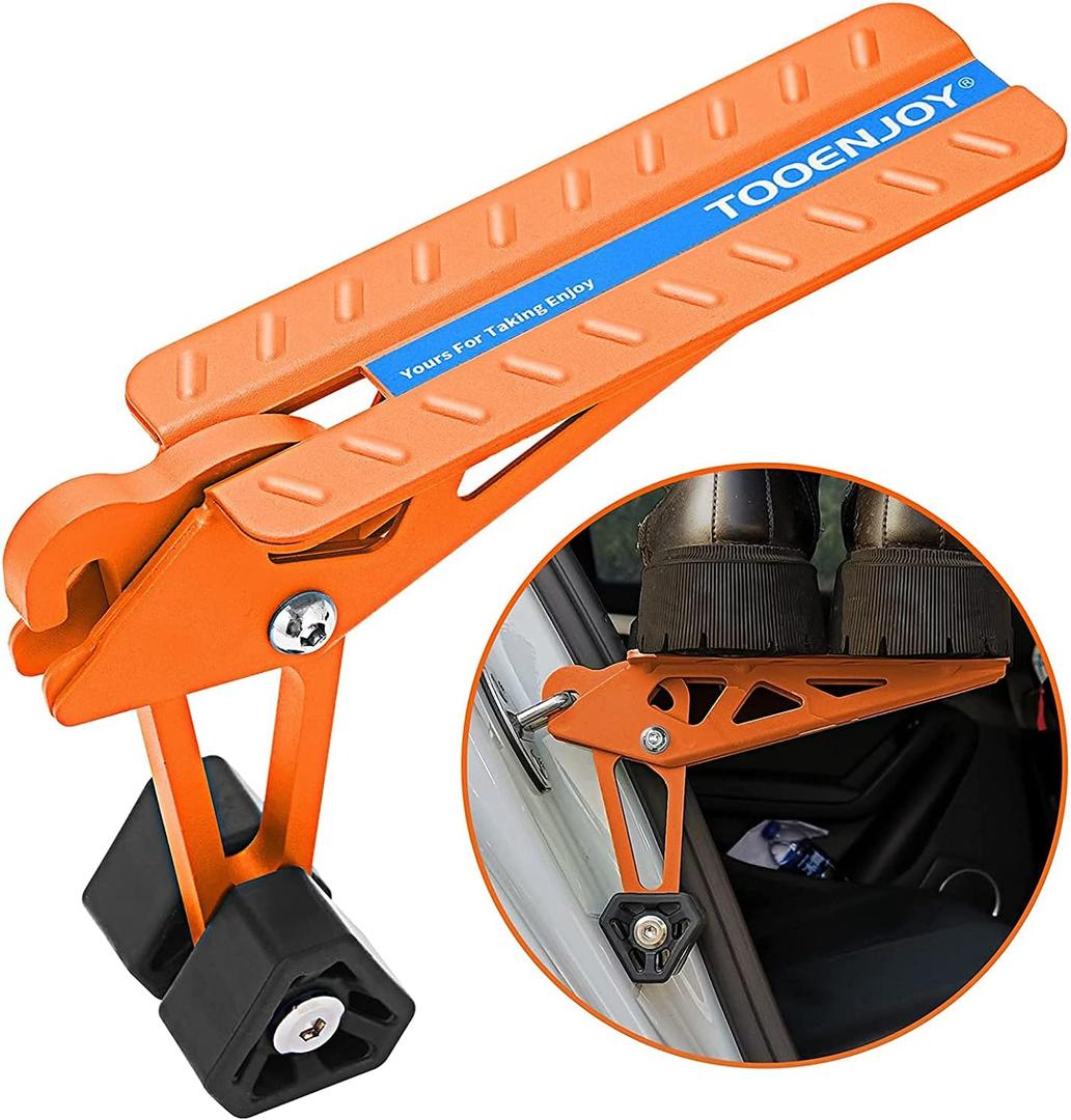 TOOENJOY Universal Fit Car Door Step, Foldable Roof Rack Door Step Up on Door Latch, Both Feet Stand Pedal Ladder, Easy Access to Rooftop for Most Car, SUV, Truck, Max Load 400 lbs(Orange TOOENJOY Universal Fit Car Door Step, Foldable Roof Rack Door Step Up on Door Latch, Both Feet Stand Pedal Ladder, Easy Access to Rooftop for Most Car, SUV, Truck, Max Load 400 lbs(Orange