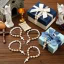 Cunno 1250 Pcs 24 Set Baptism Rosary DIY Bead Kit Baptism Favors Adjustable Rosary Making Kit Letter Beads Bag Cross Rosarios Catolicos Recuerdos De Bautizo Craft for Christening Wedding Party Favor