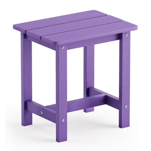 LUE BONA Adirondack Outdoor Side Table, 2-Tier Aruba Blue HDPS Patio End Table Weather Resistant, Outdoor Morden Side Table for Patio, Pool, Porch