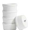 LE TAUCI Ramekins 4 OZ Oven Safe, Creme Brulee Ramekins, Pudding Custard Cups Souffle Ramiken, Dipping Sauce Dishes, Ceramic Ramekin Bowls Set of 5, White