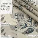 Charcoal Floral Linen Curtains 63 Inch Length 2 Panels Set Patterned Semi Sheer Living Room Bedroom Back Tab Rod Pocket Farmhouse Boho French Country Blackish Green Flower Plant Kitchen Window Drapes